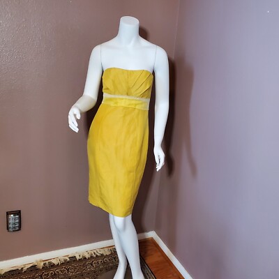 NWT PLENTY Tracy Reese yellow silk linen strapless dress size 0 | eBay