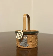 2008 Blossom Bucket Resin Figurine Basket Cat Fur Ever On My Heart Suzi Skoglund