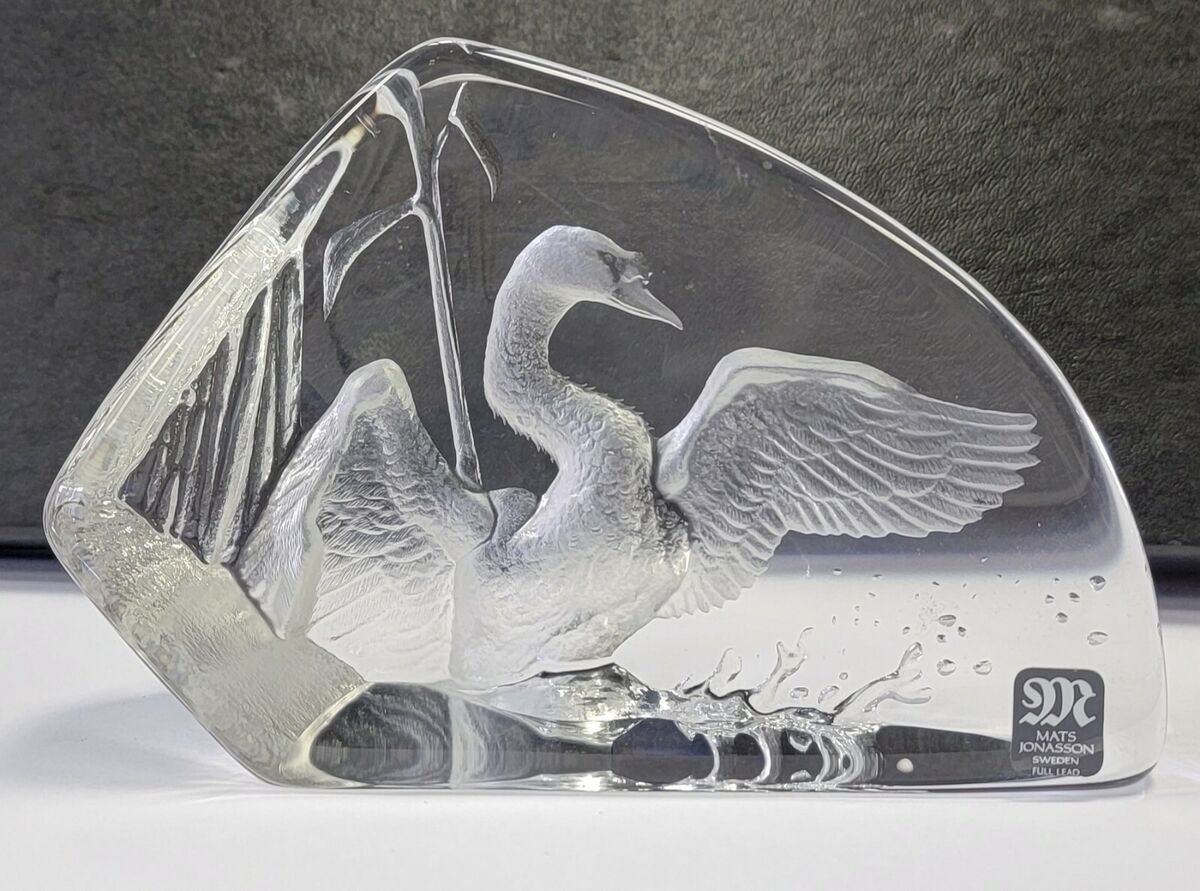 2024年新作入荷 Crystal Lead Full Jonasson Mats Rare Flying Mint Sweden Swan クリスタルガラス