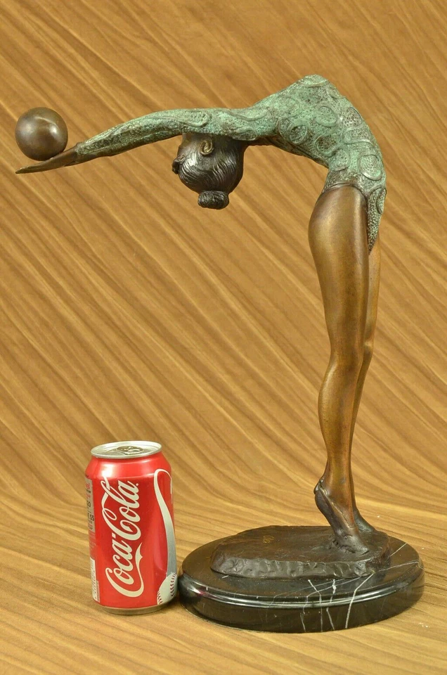 Rare Original Art Deco Sport Gymnast Bronze Sculpture Statue Marble Base Figure - Image 2 of 4