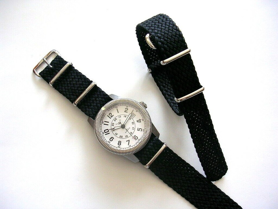 PER OROLOGIO SEIKO NATO G10 Nylon NERO GRIGIO GIALLO Cinturino