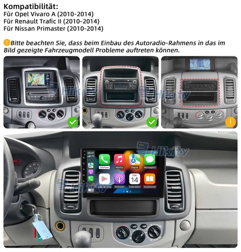 10" CarPlay Android13 Autoradio Für Opel Vivaro A Renault Trafic II GPS Navi RDS - Bild 2 von 16