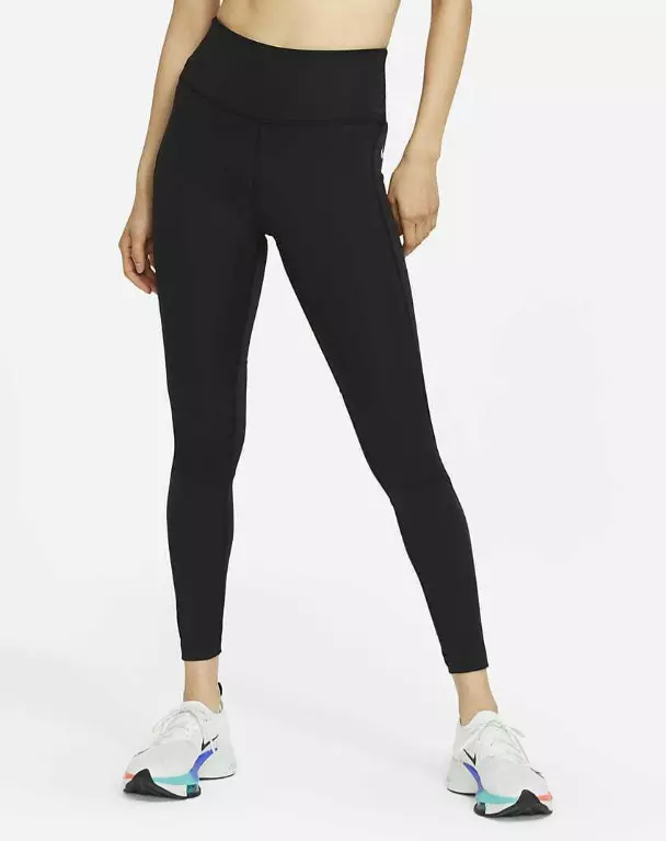 Nike Leggings Womens Epic Fast Dri Fit XL Black Mid Rise Full