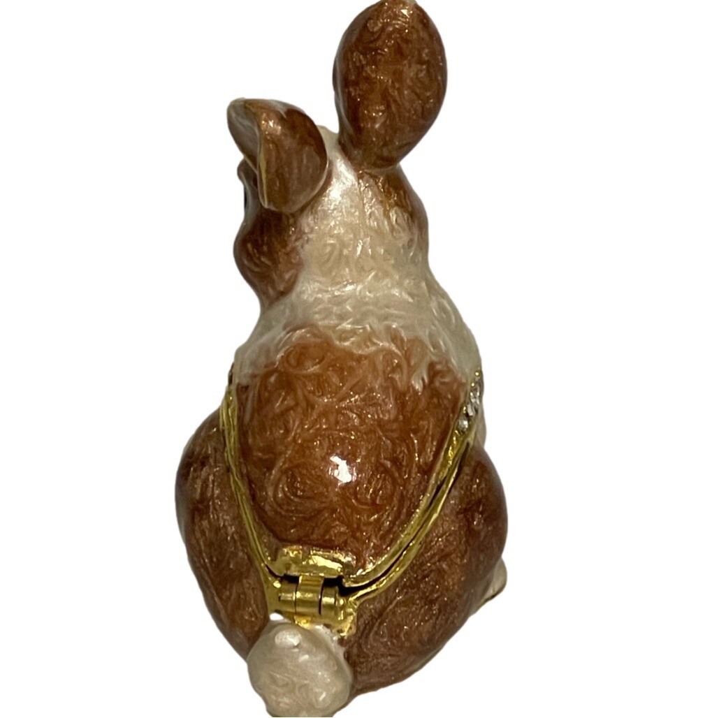 Brown Rabbit Trinket Box, Hinged Jeweled Enameled Beautiful eBay
