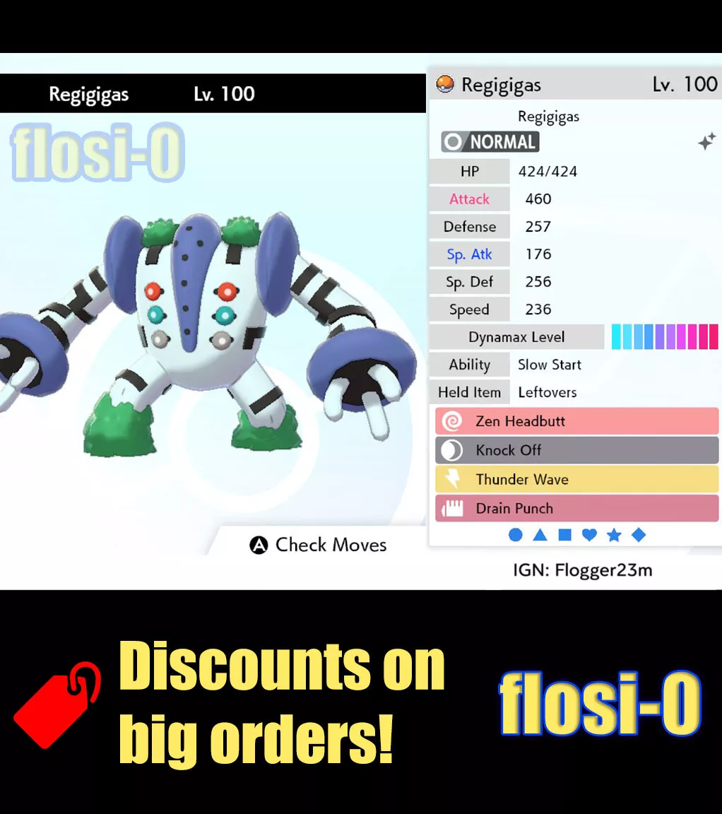 Pokemon Sword and Shield 6IV Shiny Regigigas