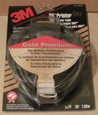3M Gold Series 25 Foot IBM PRINTER CABLE (Model PC-1104-25) (New in Package!)