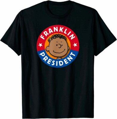 Funny Peanuts Franklin For President Cotton Black T-Shirt