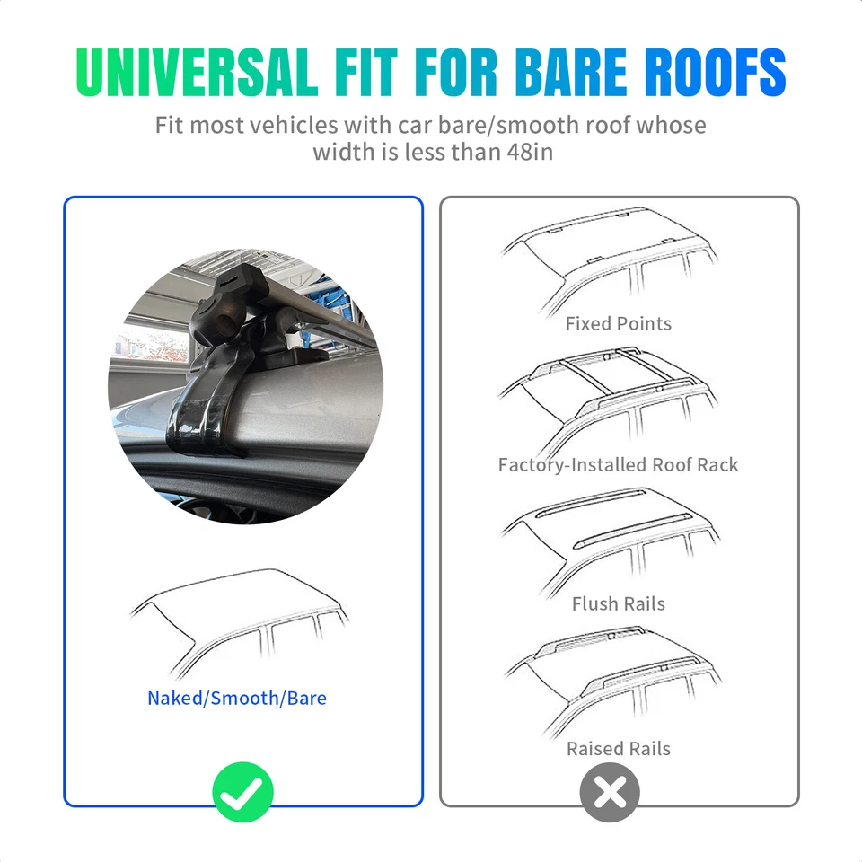 48" Car Top Roof Rack Cross Bar Cargo Luggage Carrier w/ Lock For Toyota Prius Foto 3 de 4