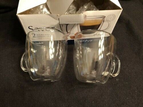 JoyJolt Savor Double Wall Insulated Glasses Mugs - Set of 2 Espresso Mugs -  5.4 Ounces