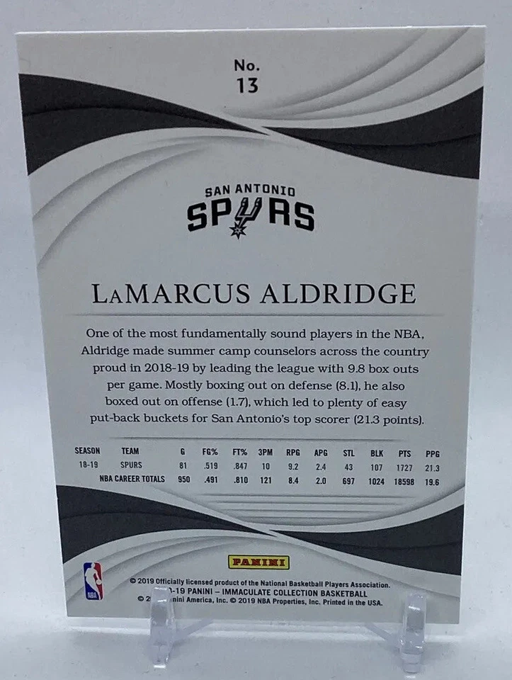 2018-19 Panini Immaculate LaMarcus Aldridge Gold /10 - Image 2 of 2
