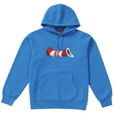 SUPREME FW18 CAT IN THE HAT HOODED SWEATER BLUE MEDIUM BRAND NEW AUTHENTIC 