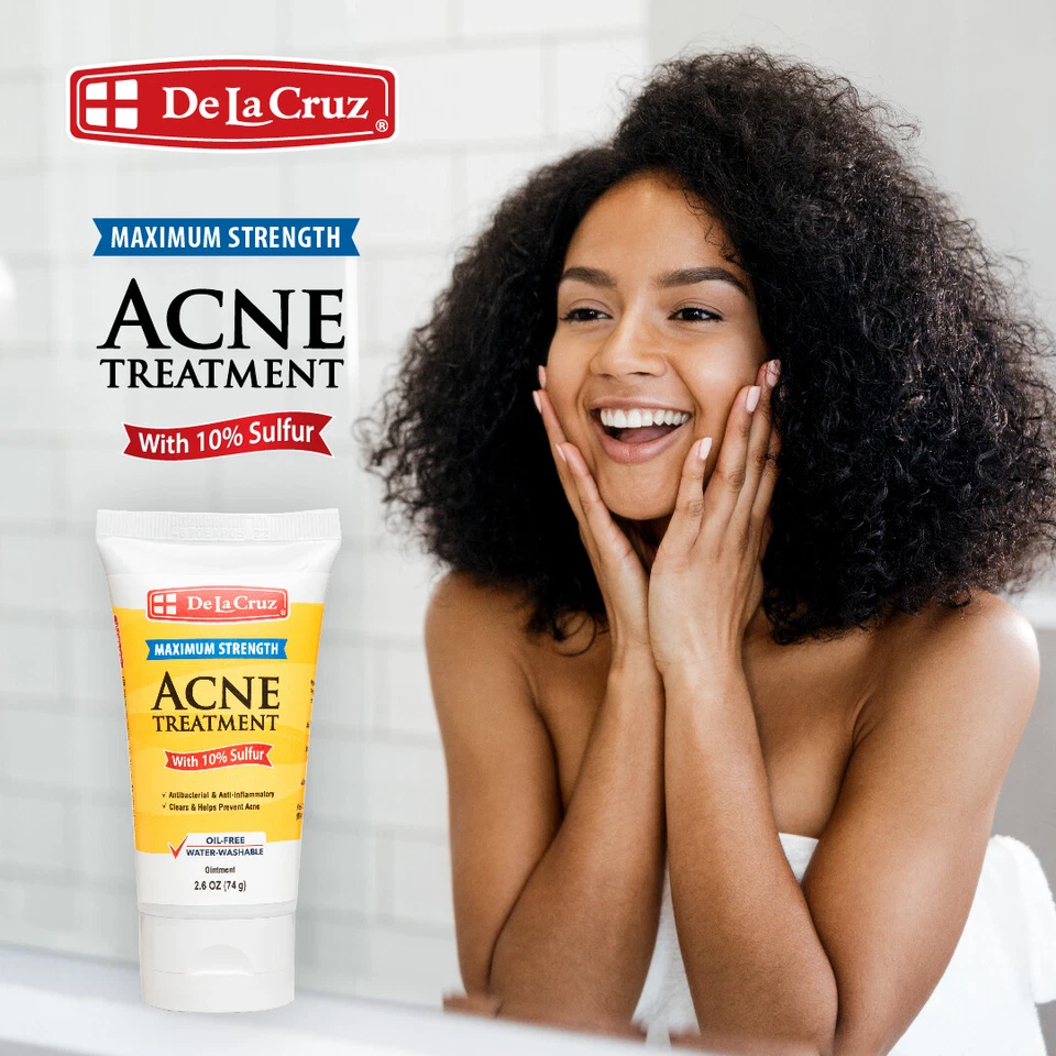 Ungüento de azufre De La Cruz 10 % medicamento para el acné 2,6 OZ, EE. UU. / TUBO / caducidad 06/2028 Foto 3 de 4