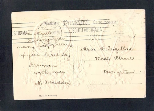 X3496 Greetings Birthday Flowers Bicycle vintage postcard - Picture 2 of 2