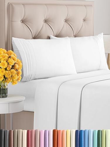 Queen Size 4 Piece Sheet Set - Comfy Breathable & Cooling Sheets - Hotel Luxury - Picture 1 of 7