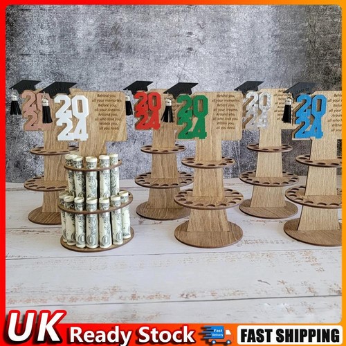 Wooden Greeting Card Cash Holder with 25 Holes for Anniversary Birthday Decor