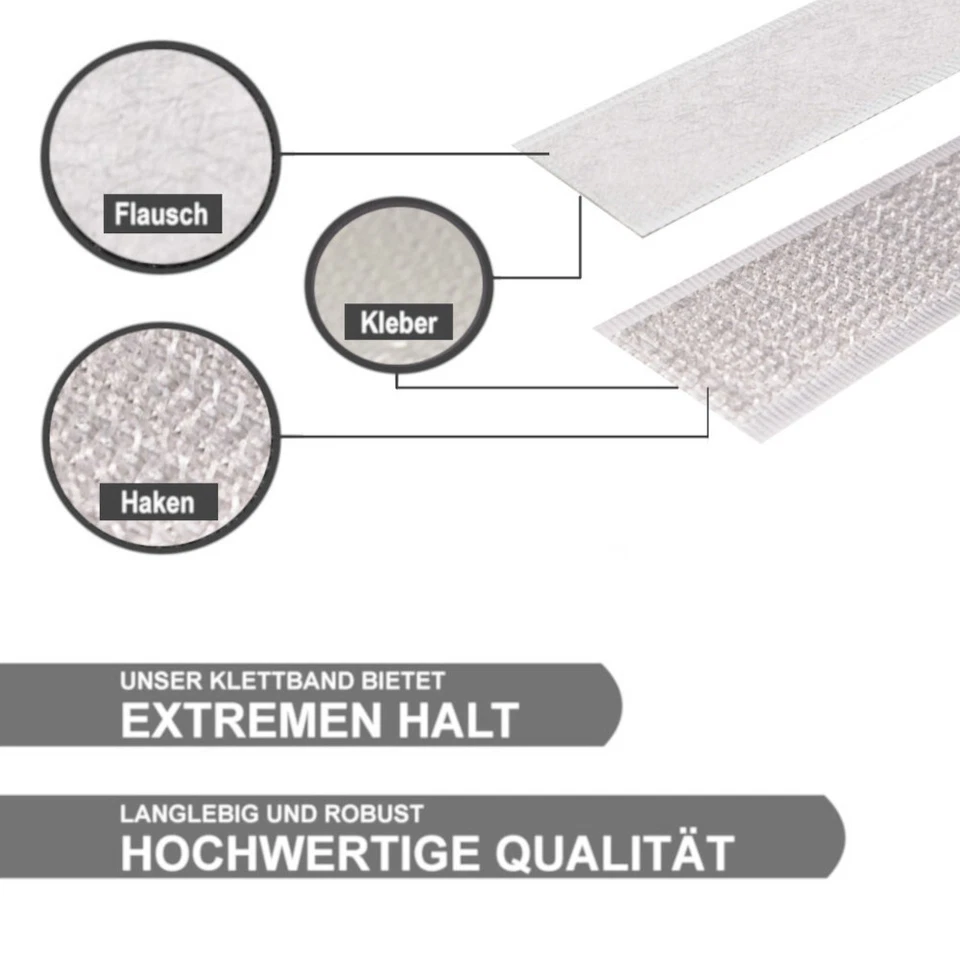 Klettband selbstklebend extra stark Flauschband Hakenband Klett Breit mit Kleber - Bild 3 von 3