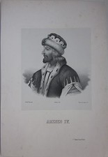 1846 AMEDEO IV Conte di Savoia litografia Gemelli Doyen Isnardi