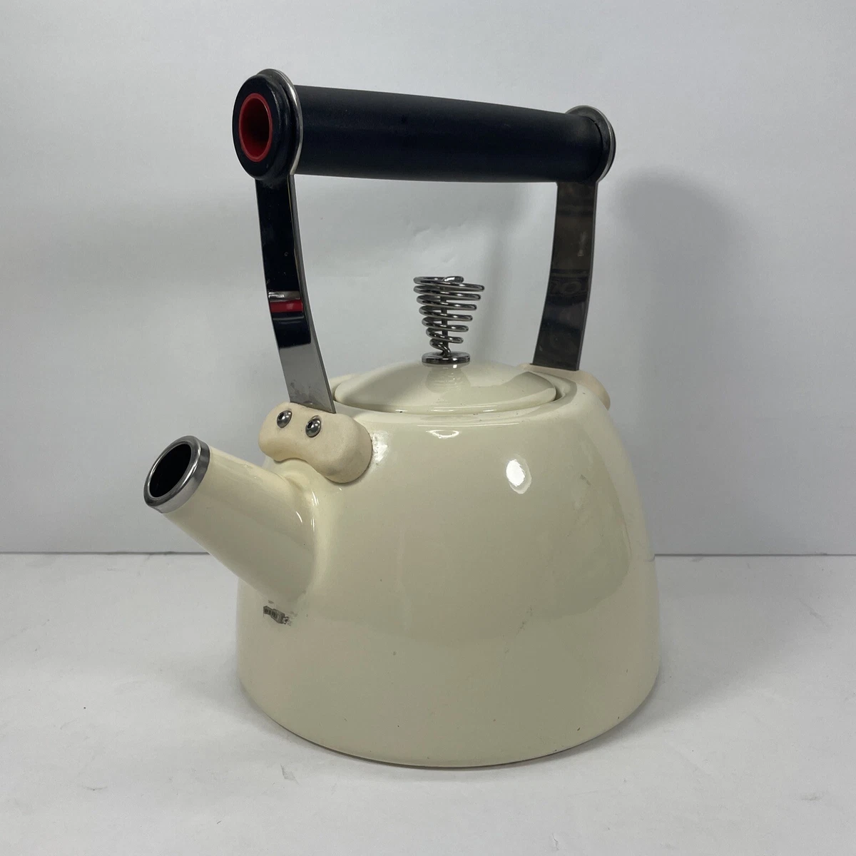 Rare Vintage MICHAEL GRAVES Cream EnamelWare Black Handle Tea