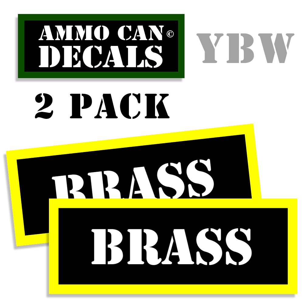 BRASS Ammo Label Decals Box Stickers decals - 2 Pack BLYW
