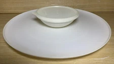 Vintage Tupperware Dip N Serve 492-2 Chip And Dip Veggie Relish Tray Bowl White