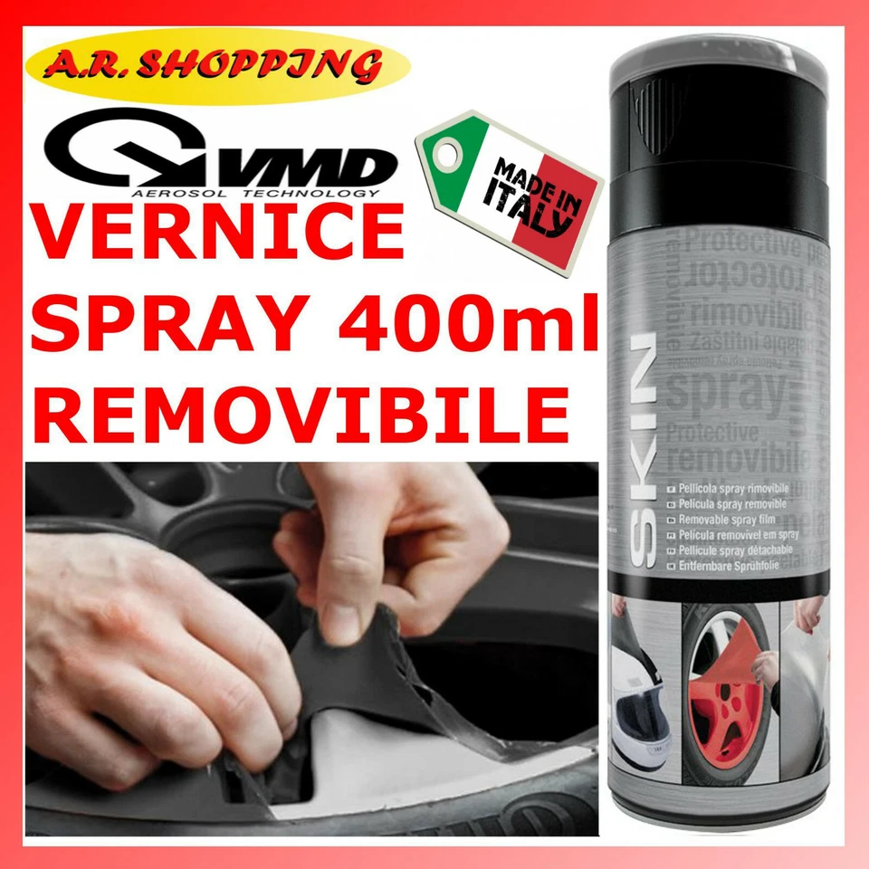 VERNICE REMOVIBILE SPRAY NERO OPACO PELLICOLA WRAPPING CERCHI TUNING AUTO MOTO