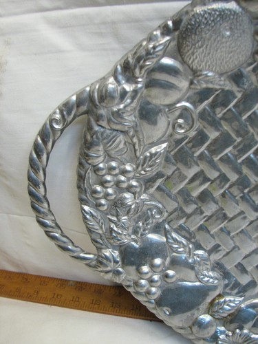 Lenox Grape Weave Serving Platter Plate 19" Handled Plate Pewter Metal Alloy - Picture 3 of 8