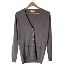 JOHN SMEDLEY V-neck wool knit cardigan, size S, brown Women USED