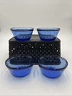 Vintage Anchor Hocking Cobalt Blue Glass Custard Cup Ramekin 6oz Set of 4