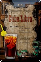 Schild Blech 20X30Cm - Made In Germany - Rezept Cuba Libre Zutaten EiswüRfel Met