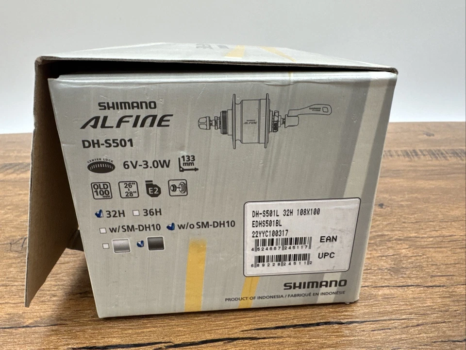 Shimano Alfine DH-S501 Dynamo Front Hub - QR x 100mm, Center-Lock, Black, 32h - Image 3 of 3