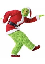 The Grinch Costume Mask Adult Christmas Santa Fancy Dress Outfit Xmas USED once