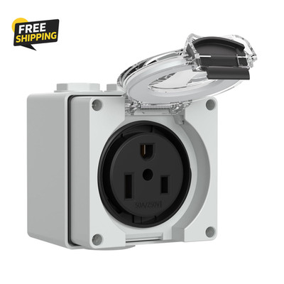 50Amp Power Outlet Box,250Volt NEMA 6-50R Receptacle Outdoor Dustproof