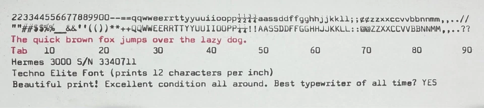 很好! 服务 - 1966 Hermes 3000(第 1 代)老式打字机 Techno Elite — 第 3/4 张图片