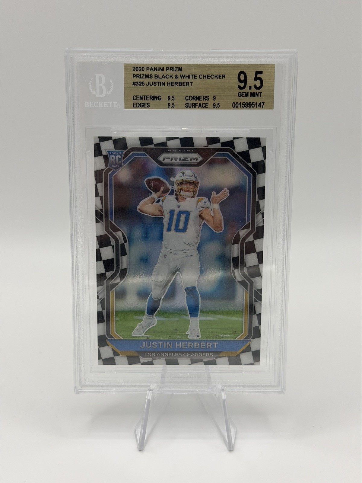 2020 Prizm - Rookie Justin Herbert #325 Black & White Checker Prizm BGS 9.5