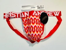 Andrew Christian Size XL Abstract Chevron Design Jock - Red/ Orange/Fuchsia