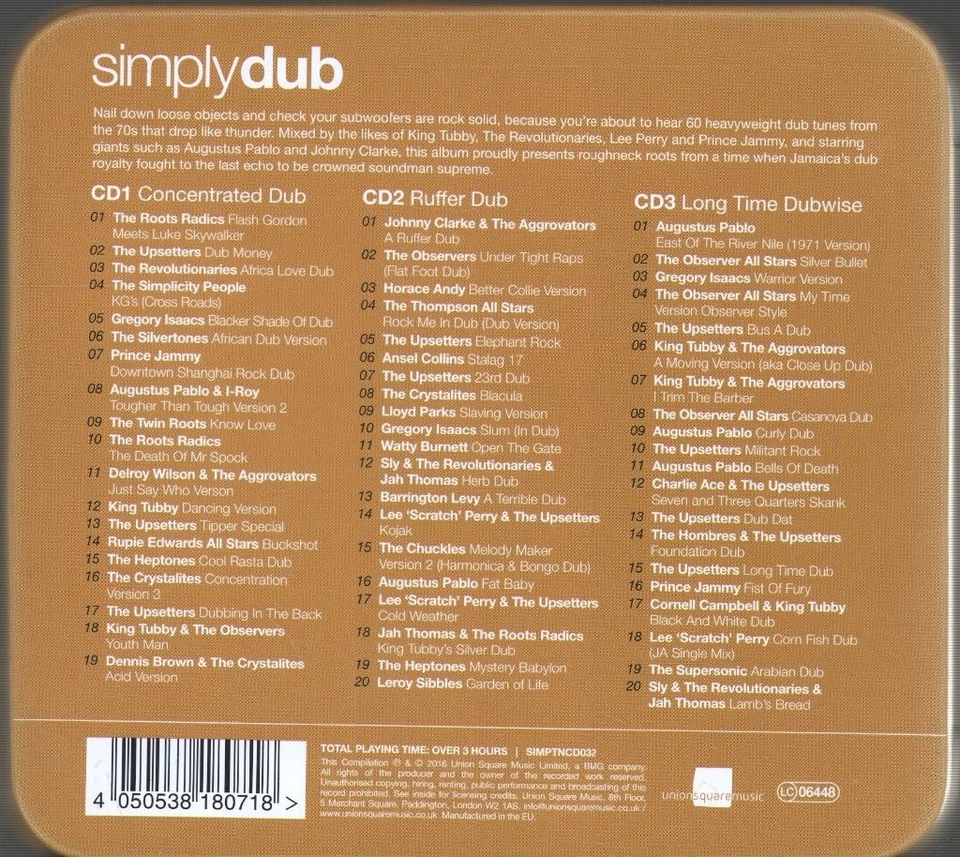 Various Artists Simply Dub CD set UK Union Square Music 2016 3CD set in tin box - Image 2 of 3