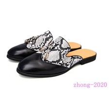 Men's Tassel Snake Pattern Slippers Dress Casual Party Club Closed Toe Sandals