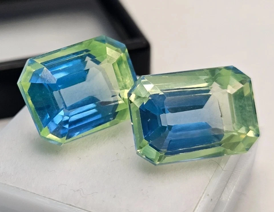 Par de pedras preciosas naturais com certificação EGL corte esmeralda safira Pitambari 23-25 quilates - Imagem 2 de 4