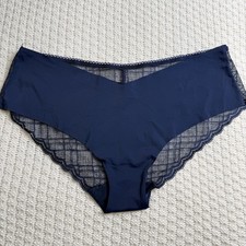 Victoria's Secret Panties Hip Hugger Hipster Dark Blue Mesh Back Diamond Size XL