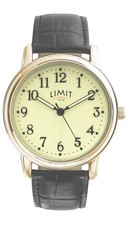 Limit 37mm Mens Round Gold Analogue Watch with Black Strap