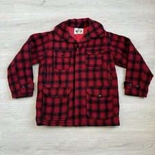Vintage 60 s Woolrich Buffalo Plaid Mackinaw Wool Hunting Jacket Coat Size 40