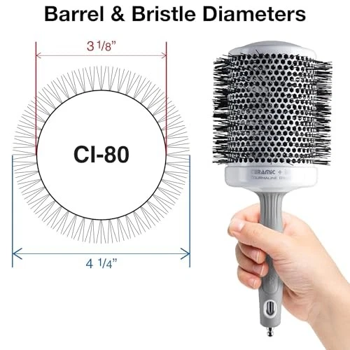 Olivia Garden CI 80 Ceramic Vented Hair Brush White Grey Professional Styler - Image 4 of 4