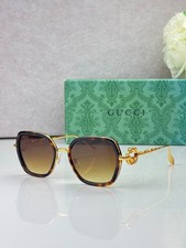 GC GG GG7709S Geometric Square Sunglasses Tortoise Gold Frame Brown Lens 55