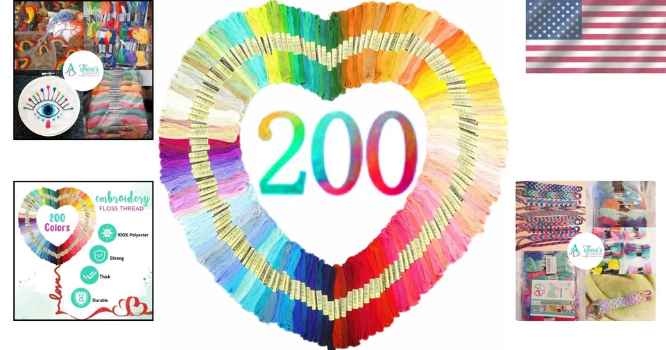 Athena’s Elements Rainbow Embroidery Floss - 200 Vivid Colors for Crafts & Ne... - Image 2 of 4