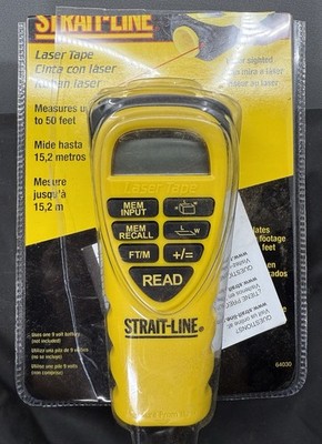Strait-Line Laser Tape, Measures 50 Feet/ Calculates Square Foot & Cubic Feet 
