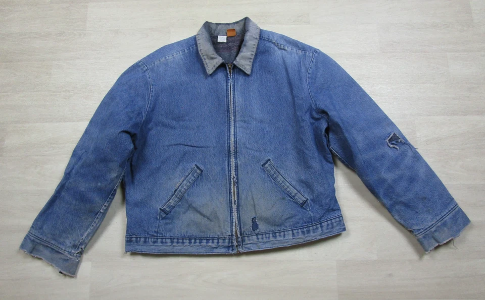 Chaqueta vaquera vintage forrada con manta BIG BEN cuello pana 48 EE. UU. envejecida Foto 3 de 4