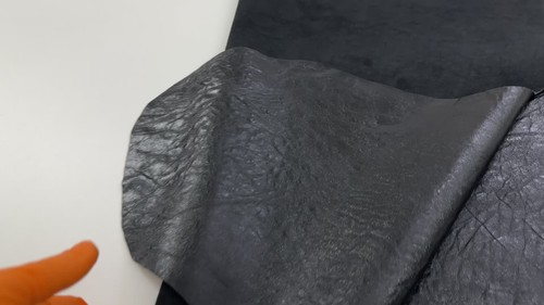 BLACK SHINY GRAINY VEGETABLE TAN Thick Soft Lambskin Leather 6sqf 1.2mm #C4056 - Video 1 of 1