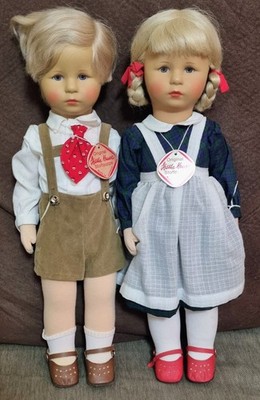 1980's Kathe Kruse Dolls Fritzel & Mimerle 47H 18'' Vintage German Pair German 