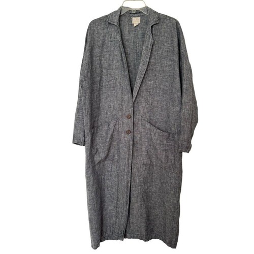 Vikolino Linen Gray Renu Long Coat Size S/M Oversize - Picture 2 of 11