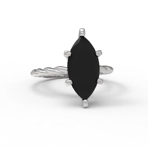 2Ct Marquise Cut Natural Onyx Solitaire Women's Engagement Ring, 14K White Gold - Video 1 of 1
